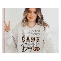 football game day png, stacked leopard - cheetah print, fall sublimation print, game day vibes png, football mom - mama