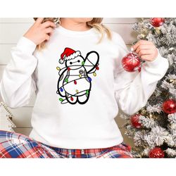 baymax christmas lights hoodie & sweatshirt, big hero 6, disney christmas, baymax christmas, baymax sweatshirt, disney v