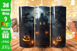 haunted house halloween tumbler wrap, 20 oz skinny tumbler