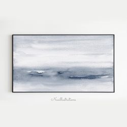 samsung frame tv art minimalist dark blue landscape watercolor downloadable digital download hand painted