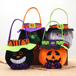 halloween pumpkin bag, halloween treat or trick props handheld basket