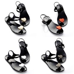 shoes zhoelala heart black lightweight silicone sandals women's summer sandals