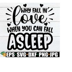 Why Fall In Love When You Can Fall Asleep, Funny Valentine's Day Shirt svg, Valentine's Day SVG, Single svg, Anti Valent
