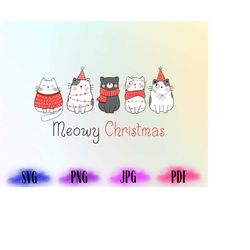 meowy christmas png, christmas cat svg, merry christmas png, cat lover svg, christmas gift png, christmas gift for cat m