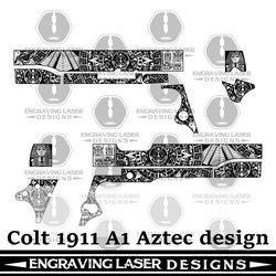 engraving laser designs colt 1911 a1 aztec design