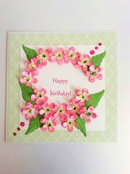 apple blossom greeting card, handmade greeting card, birthday card, flowers card, apple blossom 3d flower greeting card