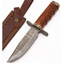 handmade hunting knife with leather sheath - ideal for skinning, camping, and outdoor - edc fixed blade bushcraft knife