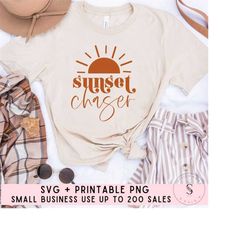 Sunset Chaser, Take it Easy, Sunny Days Ahead, Summer Boho Vintage Spring, Retro SVG Cut File DXF Printable PNG Silhouet