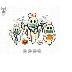nurse halloween svg, cute ghost svg, halloween hospital svg, halloween svg, retro halloween svg, nurse life svg, funny h