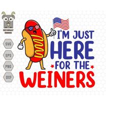 i'm just here for the wiener svg, funny hot dog png, party in the usa, american hotdog svg,funny patriotic, retro 4th of