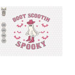 boot scootin spooky svg, western ghost svg, retro halloween design, cowboy ghost svg, western halloween, vintage ghost h