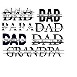 dad svg bundle, dad monogram svg, grandpa monogram svg, dad with kid names svg, dad split svg, personalized name svg, da
