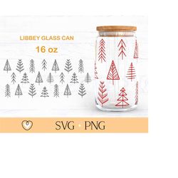 christmas tree 2 libbey glass svg, christmas 16oz beer can glass wrap svg, svg file for cricut, png