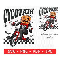 cycopath svg png, funny halloween shirt, halloween sublimation, bicycle png, ghost png, spooky season svg, vintage png,