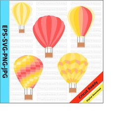 hot air balloons clip art eps svg png jpg hot air balloons digital download printable printable clip art bullet journal