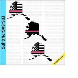 Thin Pink Line Alaska USA Flag Thin Pink Line Flag eps svg png jpg Vector Graphic Clip Art Alaska State clipart Breast C