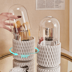 360 rotating large capacity transparent makeup, brush storage pen holder