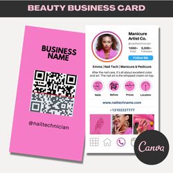 nail tech business card template, nail beauty card, instagram business card