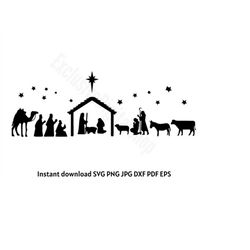 nativity scene svg, nativity svg, png, jpg, dxf, pdf, eps digital download