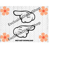 mickey mouse hands left right sign svg,  cut file - digital download svg png design for cricut or silhouette cut file in