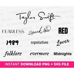 taylor's version digital album svg, taylor's eras svg, fearless, speak now, red, lover, ever more, instant download svg