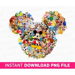 collage mouse characters, mouse head multi characters png, mouse and friends clipart, family vacation png, png file for