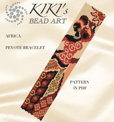 peyote beading pattern bracelet pattern africa- woman peyote pattern design 2 drop peyote in pdf instant download diy