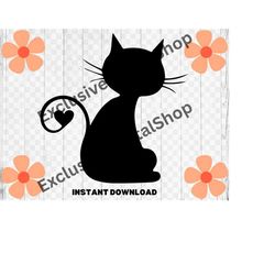 cat black cat love cat,  cut file - digital download svg png design for cricut or silhouette cut file instant vector