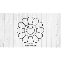 flower svg, smile svg, cut file - digital download svg png design for cricut or silhouette cut file instant vector