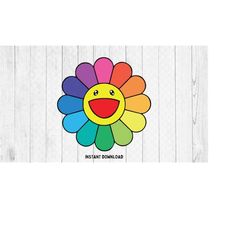 flower svg, smile svg,  colorful cut file - digital download svg png design for cricut or silhouette cut file instant ve