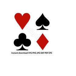 play card suits svg, png, jpg, dxf, pdf, eps digital download