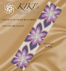 peyote beading pattern bracelet pattern passion flower peyote pattern design 2 drop peyote in pdf instant download