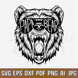 papa bear svg, papa bear face svg, bear with glasses svg, papa bear with sunglasses svg, papa bear clipart, papa bear sh