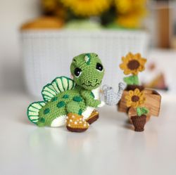 crochet pattern dinosaur amigurumi spinosaurus, diy digital download, crochet flower pdf, tutorial amigurumi gardener