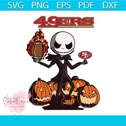 San Francisco 49ers Jack Skellington Halloween Svg, Pumpkin Halloween Svg