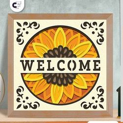 welcome sunflower 3d shadow box papercut