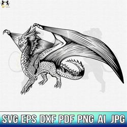 dragon svg, dragon clipart, dragon cut file, dragon cricut, dragon shirt, dragon vector, winged dragon svg, dragon print