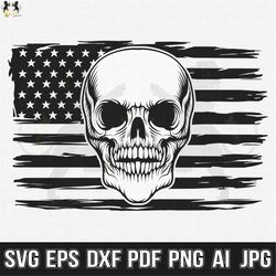 Skull with USA Flag Svg, Skull and Roses Svg, Skull SVG, Skull and Roses Clipart, Skull Vector, Skull Cricut, Skull Cut