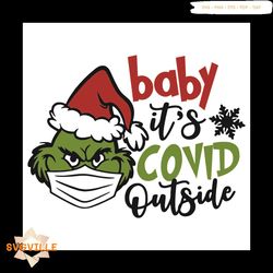 baby it is covid outside svg, christmas svg, grinch svg, covid svg, quarantined christmas svg, grinch santa svg, santa c