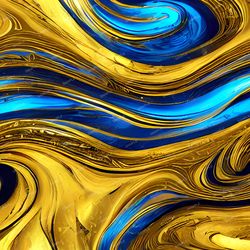 blue and gold paint swirl tileable repeating pattern