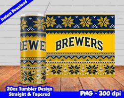 Brewers Tumbler Design PNG, 20oz Skinny Tumbler Sublimation Template, Brewers Tumbler Straight and Tapered Design,