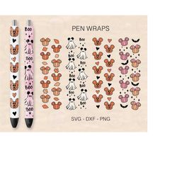 halloween mouse ears pen wrap svg bundle, mouse ears pumpkin svg, epoxy pen wrap, pen digital template, halloween pen wr