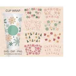 christmas cup wrap bundle pack svg, christmas full wrap bundle, cute cup wrap, venti cold cup 24oz, coffee wrap, file fo