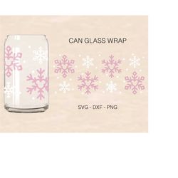 snow mouse glass wrap svg, christmas  wrap, snowflake ears svg, 16oz libbey, snowflake svg, can glass svg, files for cri