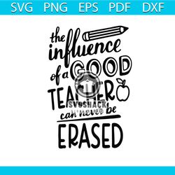 the influence of a good teacher can never be erased svg, back to school svg, graduation svg, apple svg