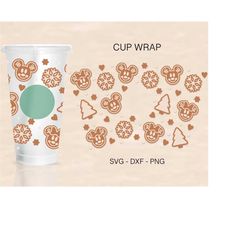 gingerbread mouse cup wrap svg, christmas wrap, gingerbread ears svg, venti cold cup 24oz, coffee wrap, files for cricut