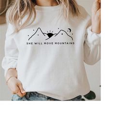 she will move mountains svg png pdf, motivational svg, inspirational svg, trendy svg, boho mountain svg, toddler svg, co