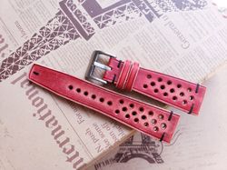 vintage red vegtan leather hand made strap – rally strap - chiii.vn