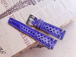 vintage purple vegtan leather hand made strap – rally strap - chiii.vn