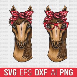 horse bandana svg, horse svg, horse clipart, bandana svg, farm animals svg, horse sunglasses svg, horse shirt, horse hea